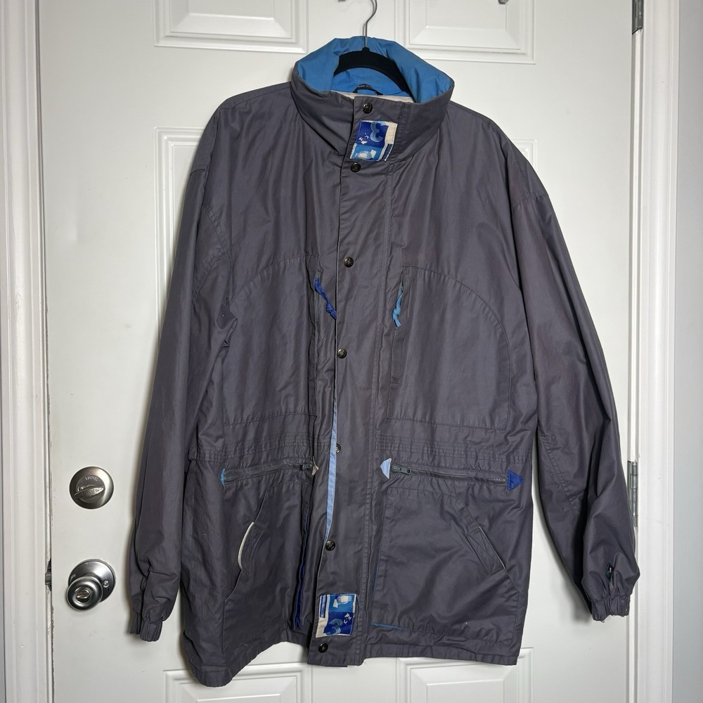 Vintage Down Brambilla France Ski Jacket Mens Size XXL Gray & Blue Cotton